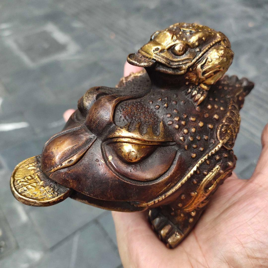 铜器 母子金蟾 轻奢 摆件 装飾品 工芸品 美術品 置物