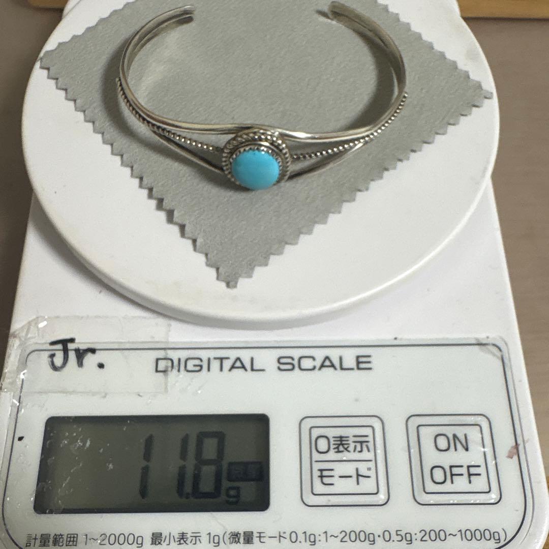 ターコイズ　バングル　シルバー　ナバホ族　インディアンジュエリー　作者刻
