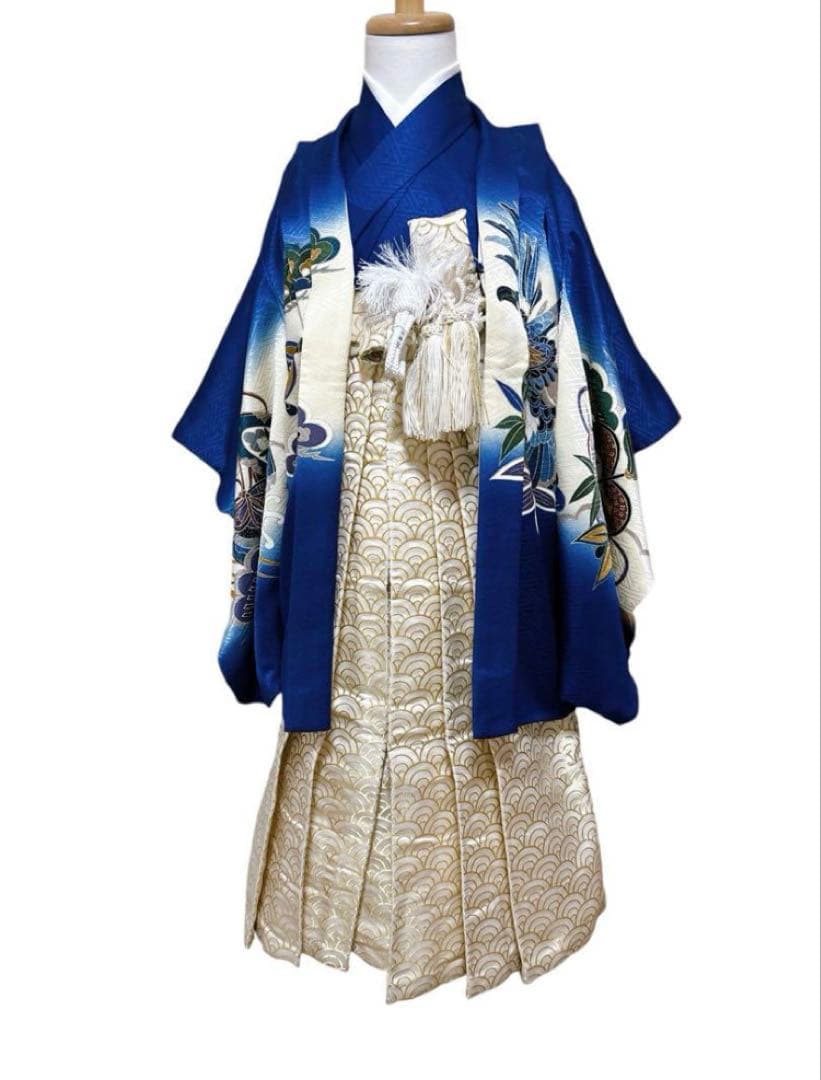 七五三着物♢5歳　男の子　セット　一式　大漁船　青　紺色