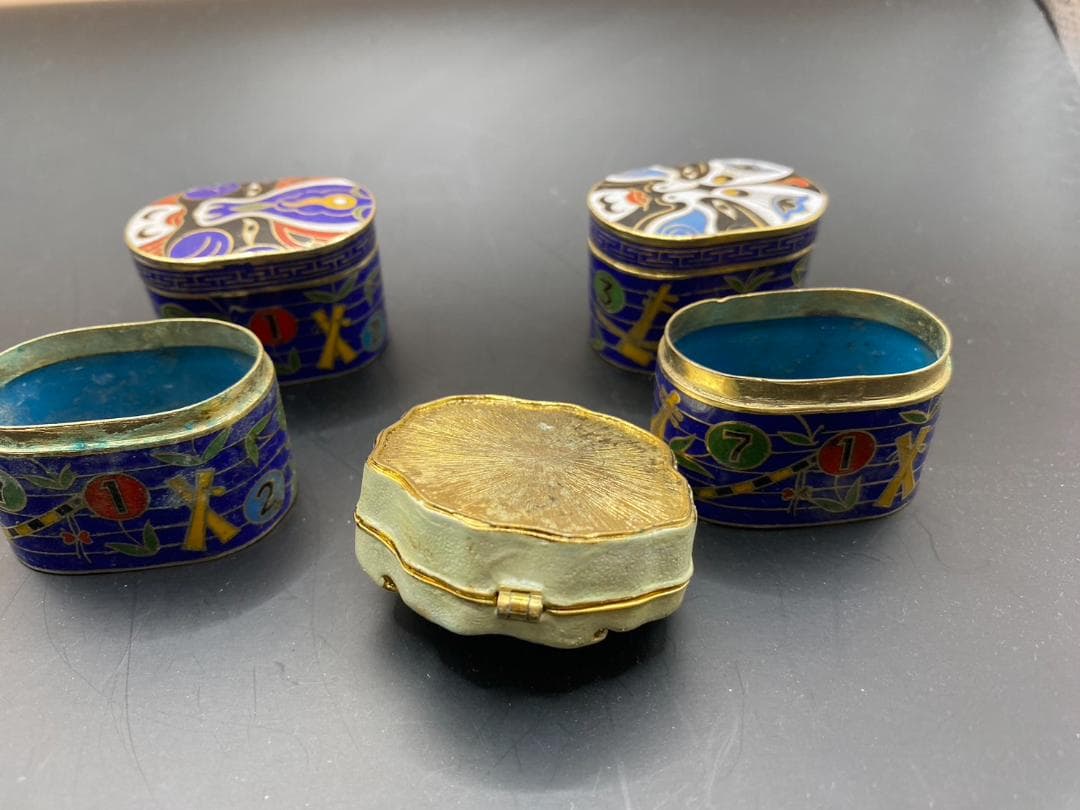 中国七宝焼き 京劇マスク ピルボックス / 小物入れ