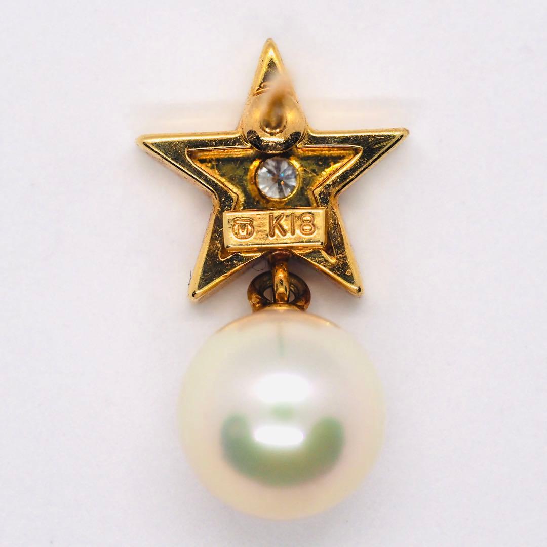 【MIKIMOTO】K18 ダイヤモンド パール 星型 ピンブローチ