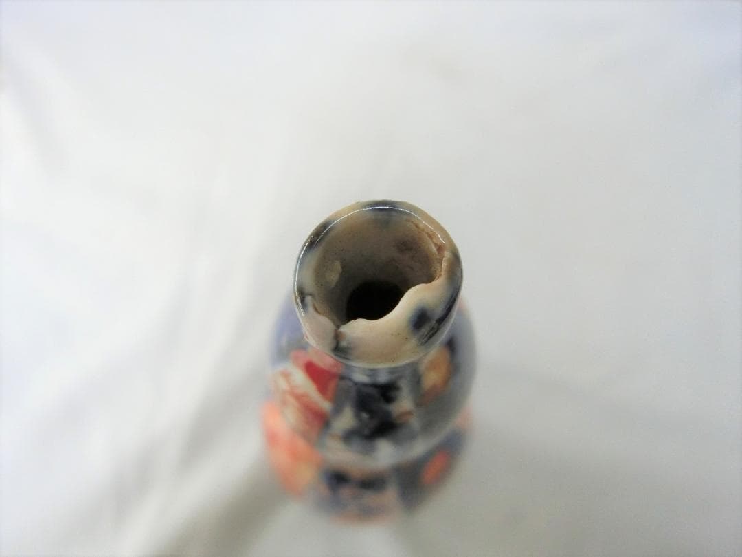 【伊万里　細長瓢箪徳利　色絵 　鑑賞陶磁器　花紋】◆骨董古美術　インテリア　花器