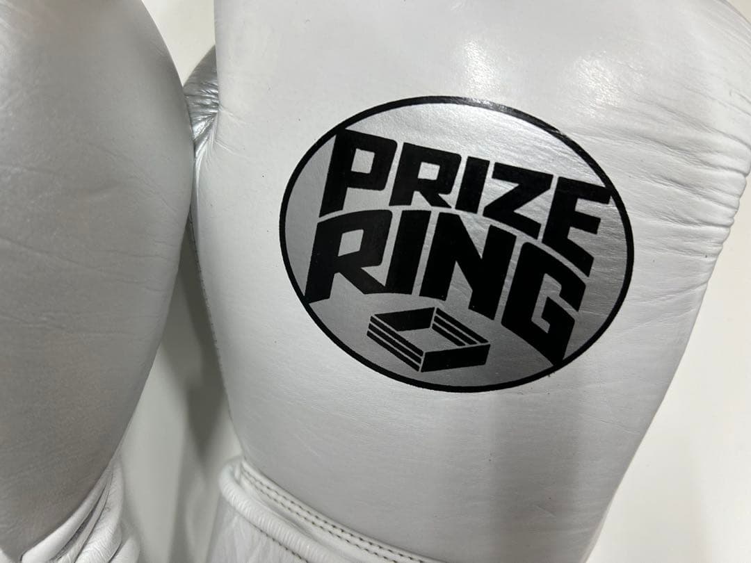 プライズリング　ボクシンググローブ　本革製 白/シルバー14oz