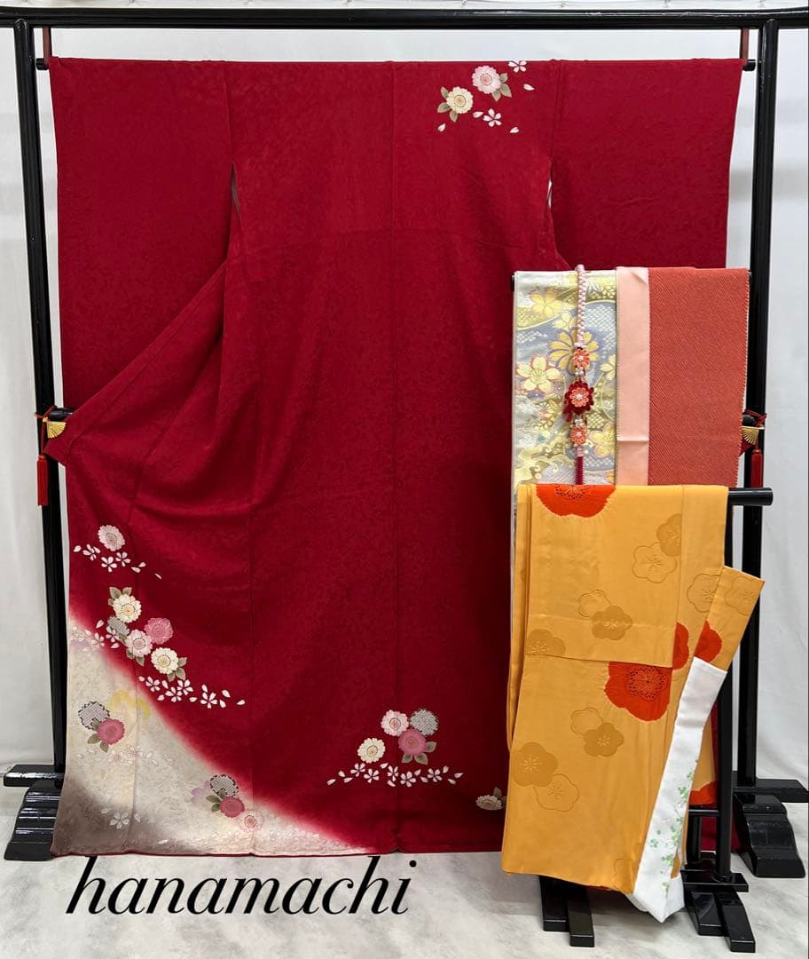 振り袖　フルセット　長襦袢付　成人式　振袖　金彩加工　セット　刺繍入り　573