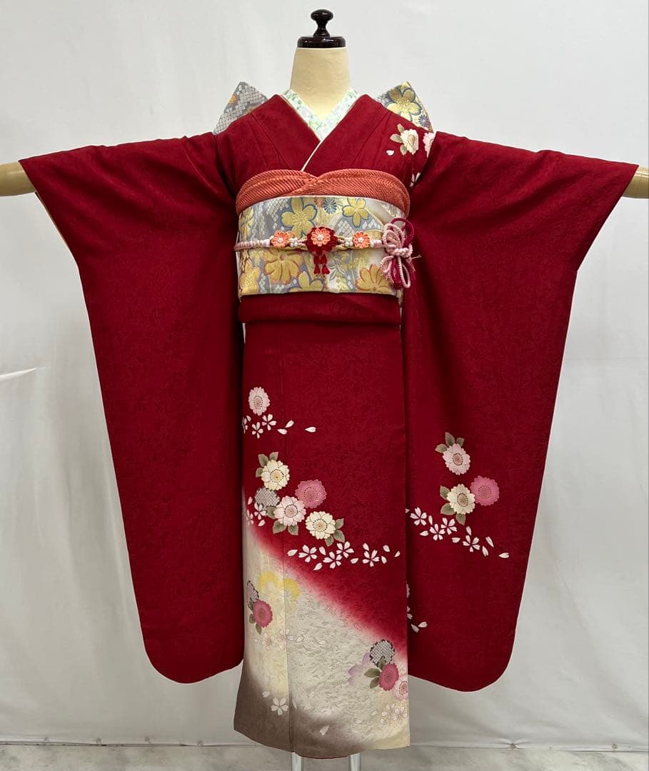振り袖　フルセット　長襦袢付　成人式　振袖　金彩加工　セット　刺繍入り　573