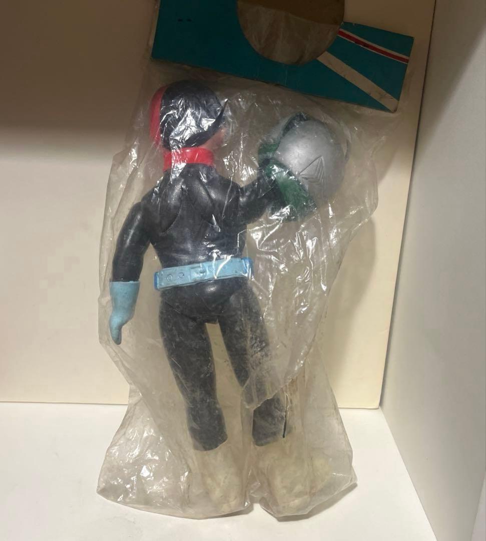 無版権 3本アンテナ 仮面ライダー ソフビ フィギュア 当時物 旧バンダイ