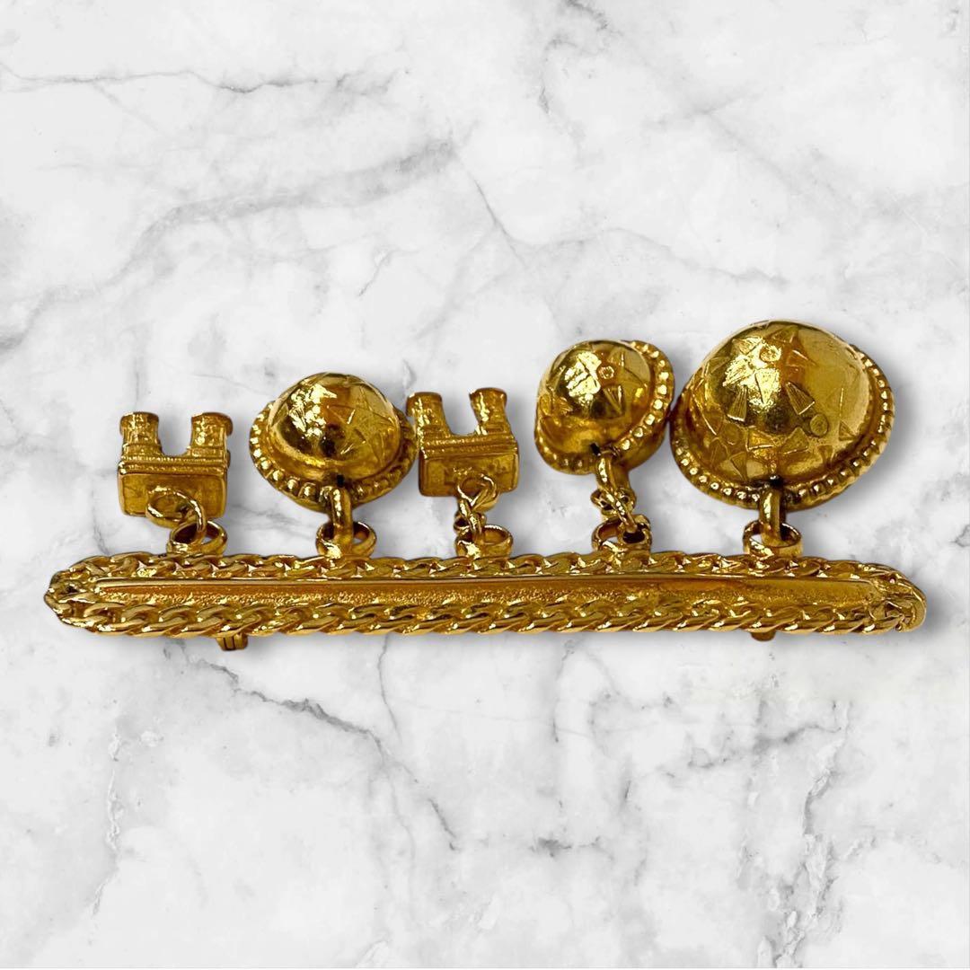 入手困難★セリーヌ★ブローチ スターボール 凱旋門 ゴールド チェーン 刻印