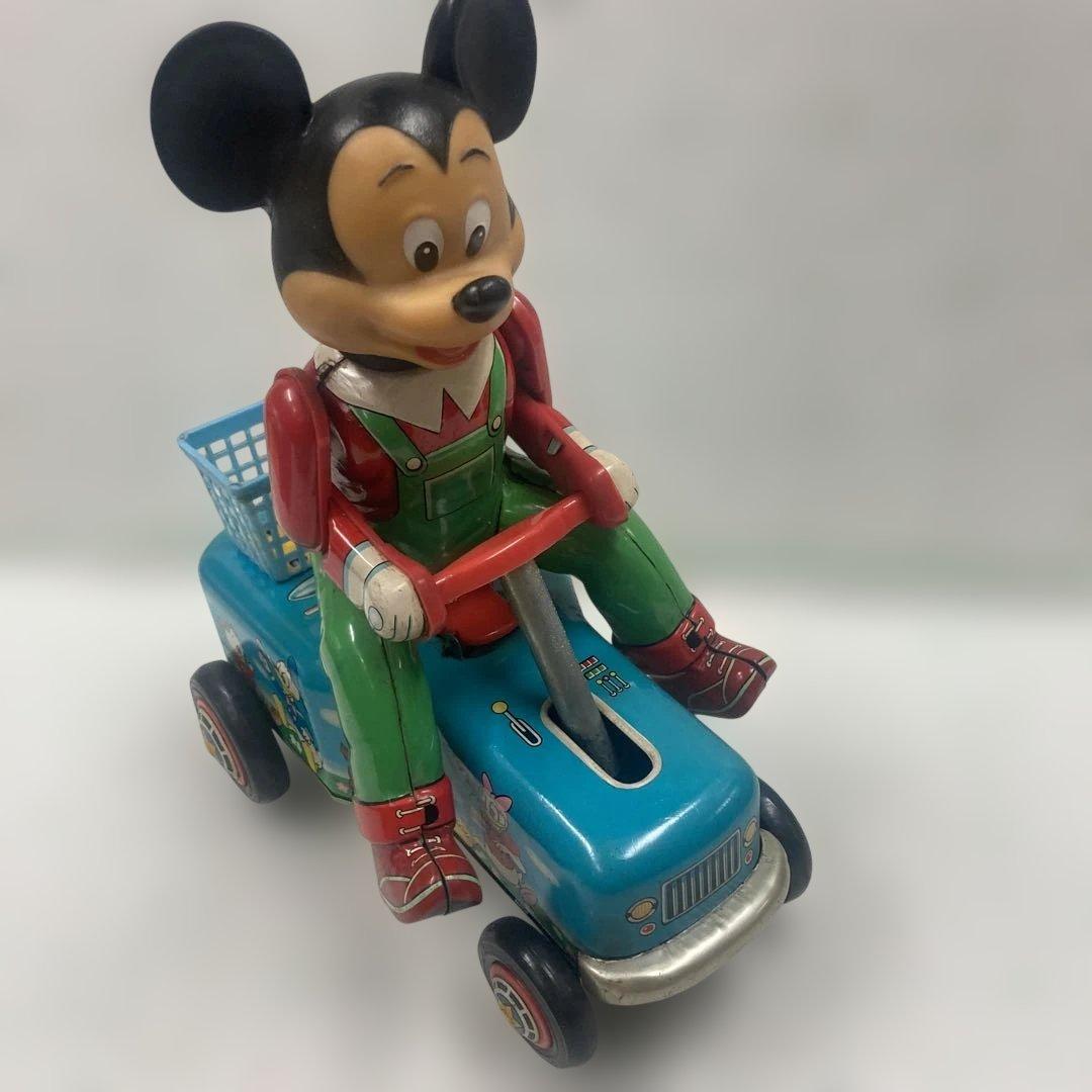 ミッキーマウス カートブリキ電動1960年代の美品綺麗な日本製マスダヤ製大人気