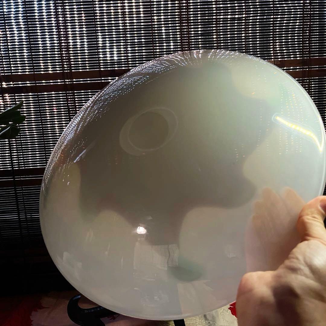 骨董　時代ガラス　乳白色　マット系モダンカラー配色　大型プレート　大皿１客