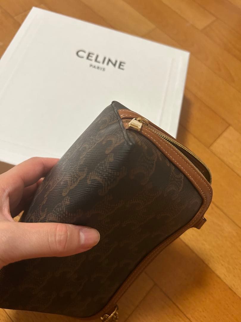 値下げ✳︎CELINE チェーン付きクラッチ / トリオンフキャンバス&ラムスキン