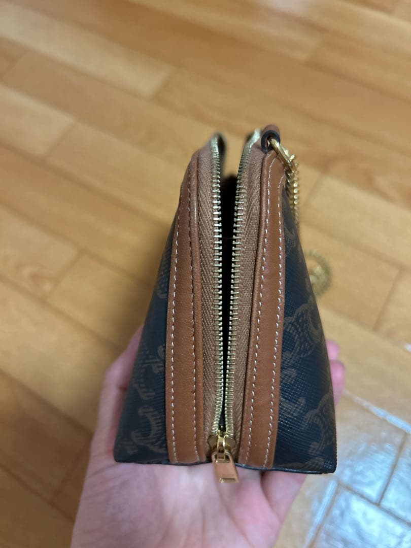 値下げ✳︎CELINE チェーン付きクラッチ / トリオンフキャンバス&ラムスキン