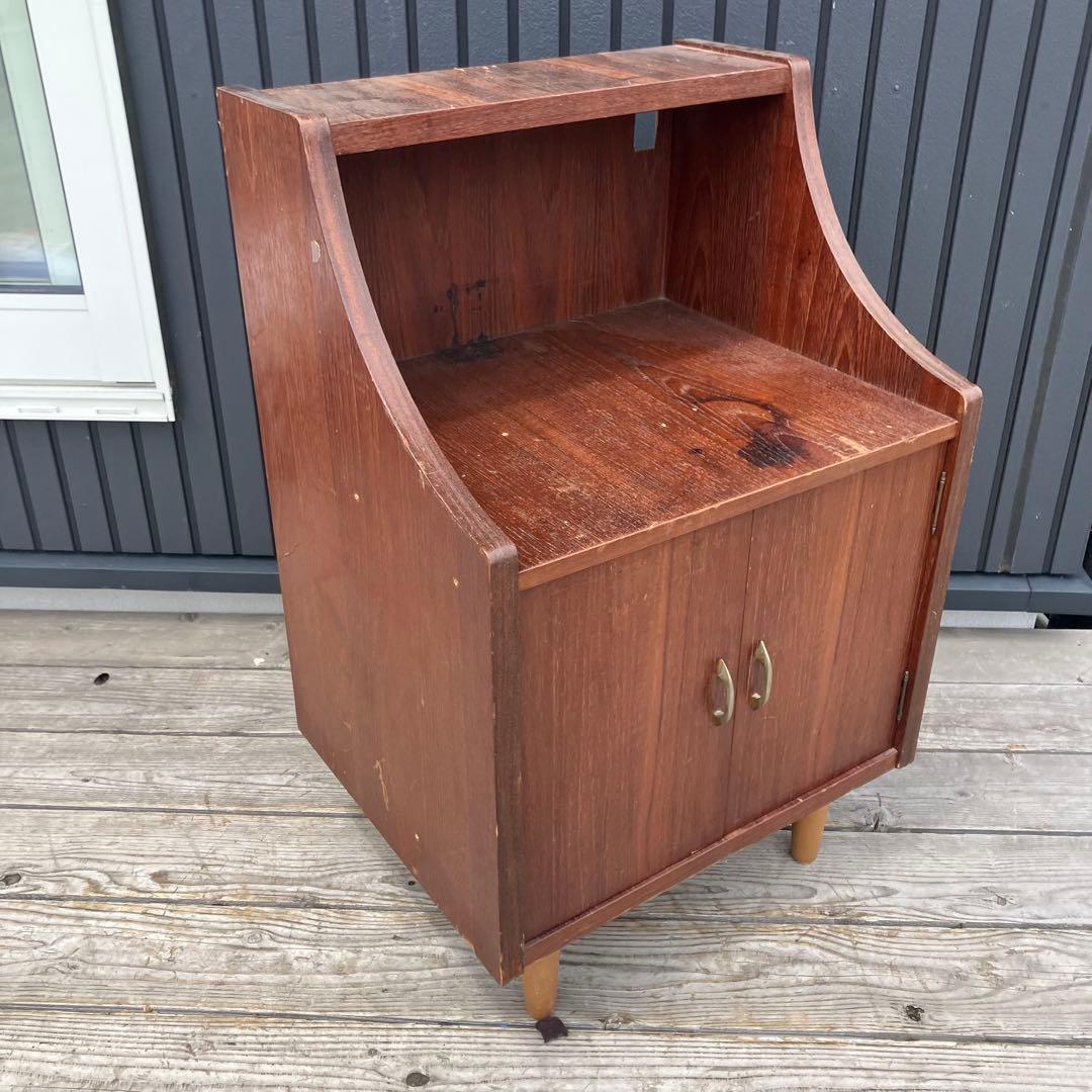 昭和レトロ 古家具 木製コンソールテーブル コールキャビネット 電話台 花台