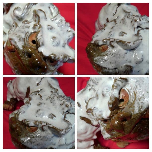 作家物　陶器　「白獅子」　置物