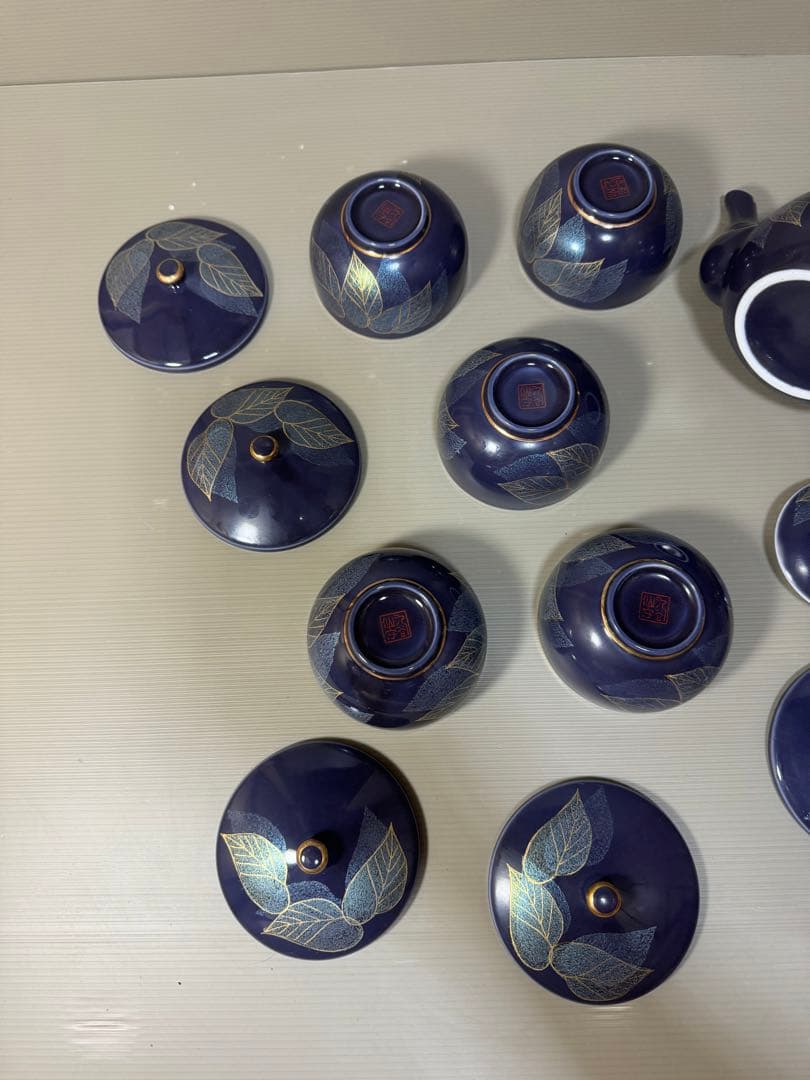 2265 九谷焼　茶器セット　急須1客　湯呑蓋付5客　未使用