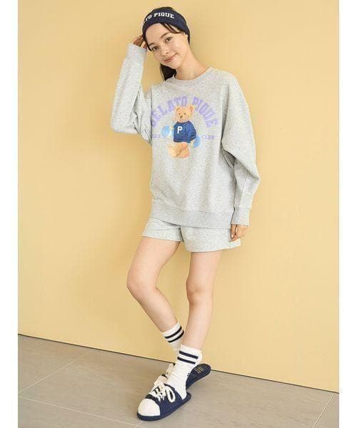 ジェラートピケ スポーティーベア裏毛プルオーバー＆裏毛ショートパンツセット