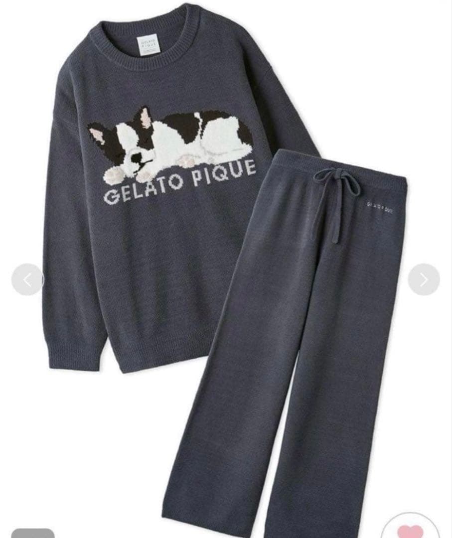 Gelato Pique ルームウェア フレンチブルドッグ 上下セット