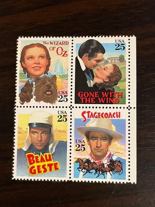 アメリカ切手　映画　25セント 4種