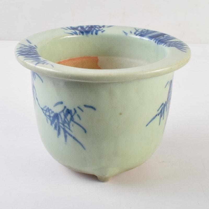 瀬戸焼　古瀬戸　青磁染付　竹文鉢　植木鉢　C　8792