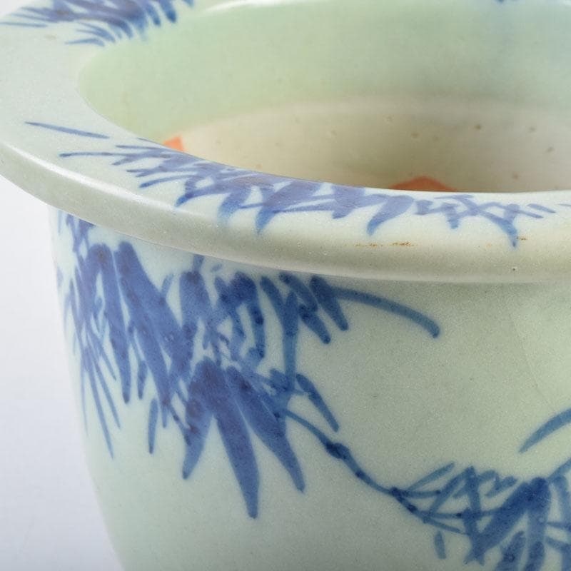 瀬戸焼　古瀬戸　青磁染付　竹文鉢　植木鉢　C　8792