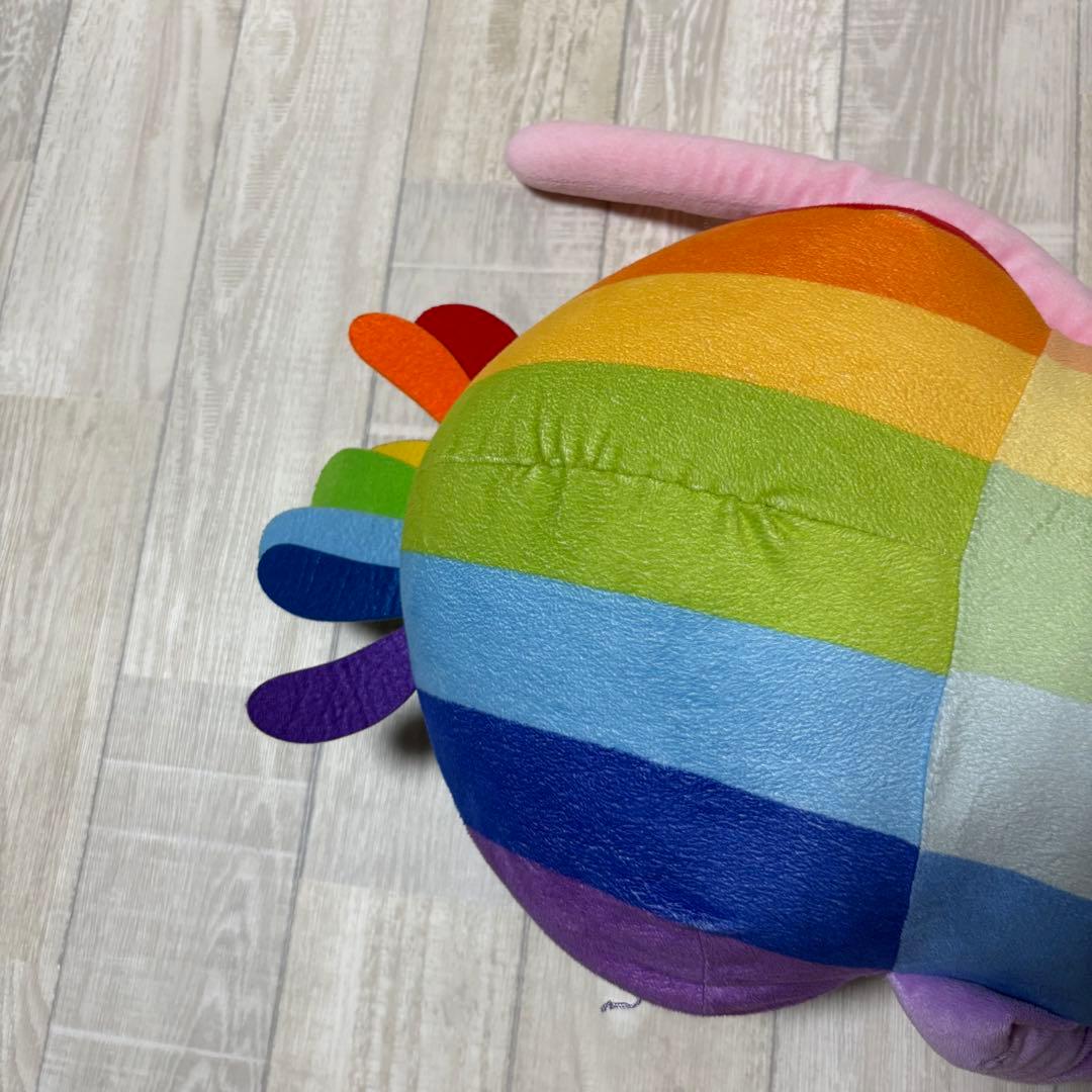 希少　レインボーなめこ 筒形クッション　おさわり探偵なめこ BIGFUNGHI