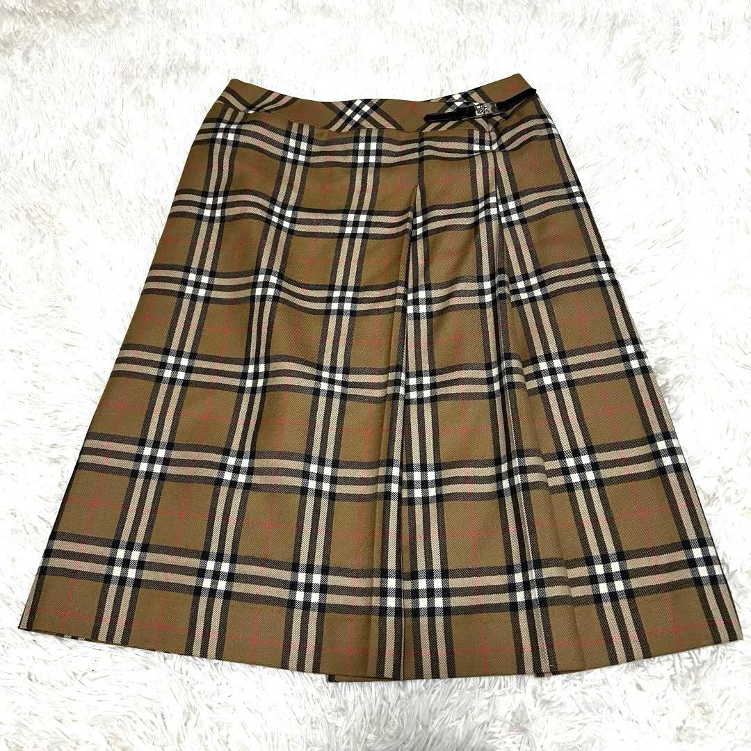 【美品】バーバリーロンドン　ノバチェック ウールスカート 40 ホースロゴ