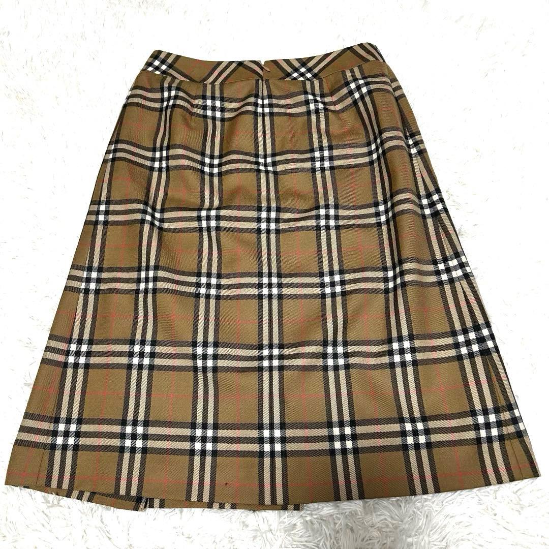 【美品】バーバリーロンドン　ノバチェック ウールスカート 40 ホースロゴ