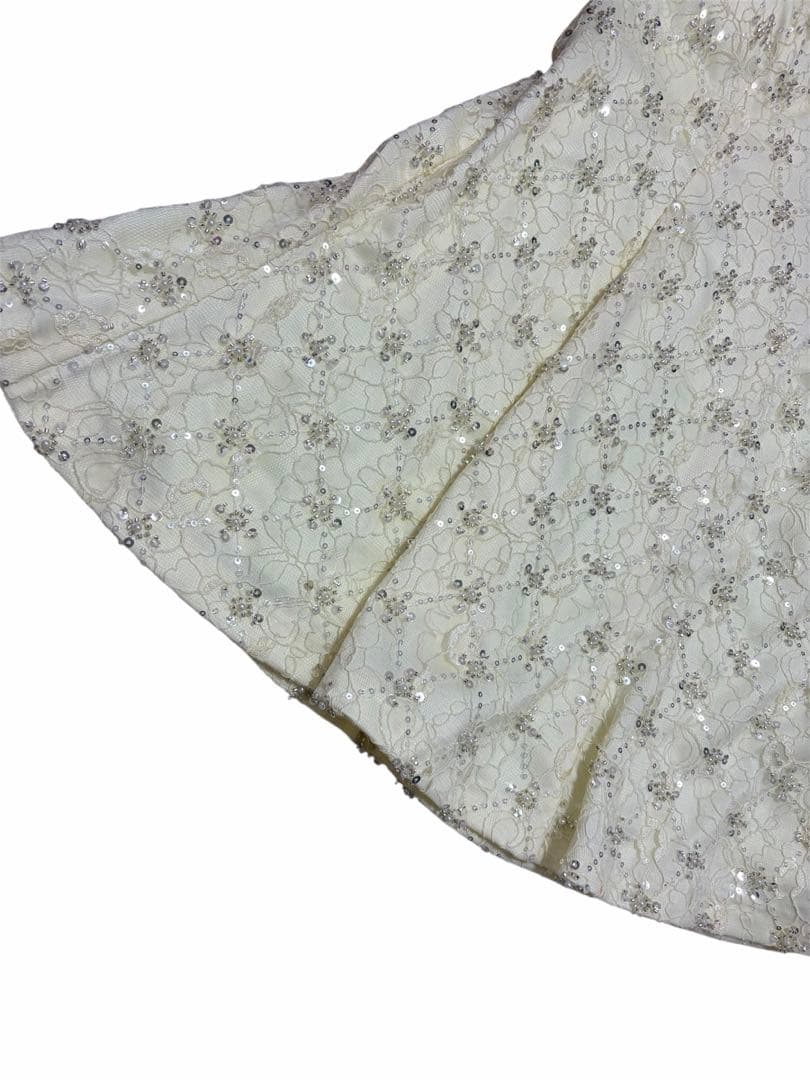 ROBE de FLEURS/スパンコールアイボリーミニキャバドレスフレア新品M