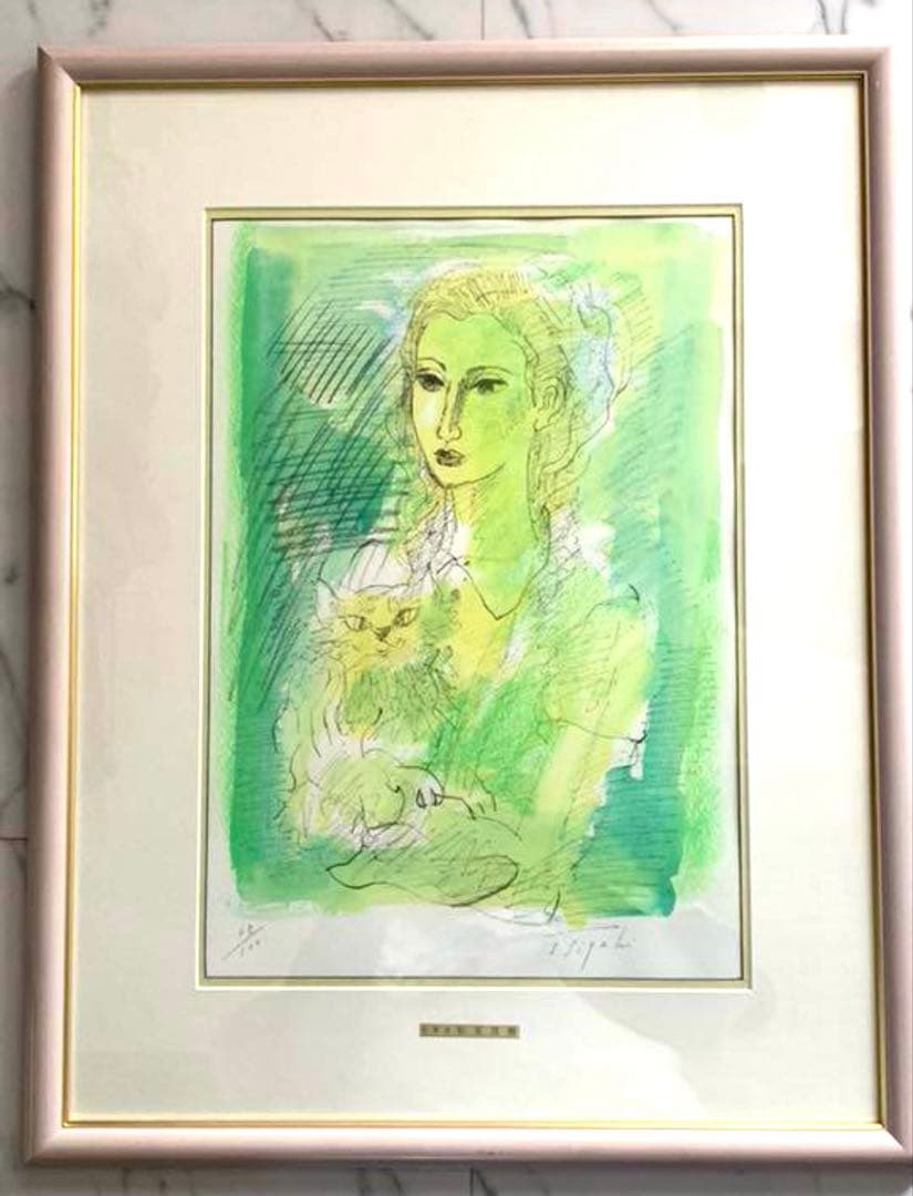 絵　猫を抱く女