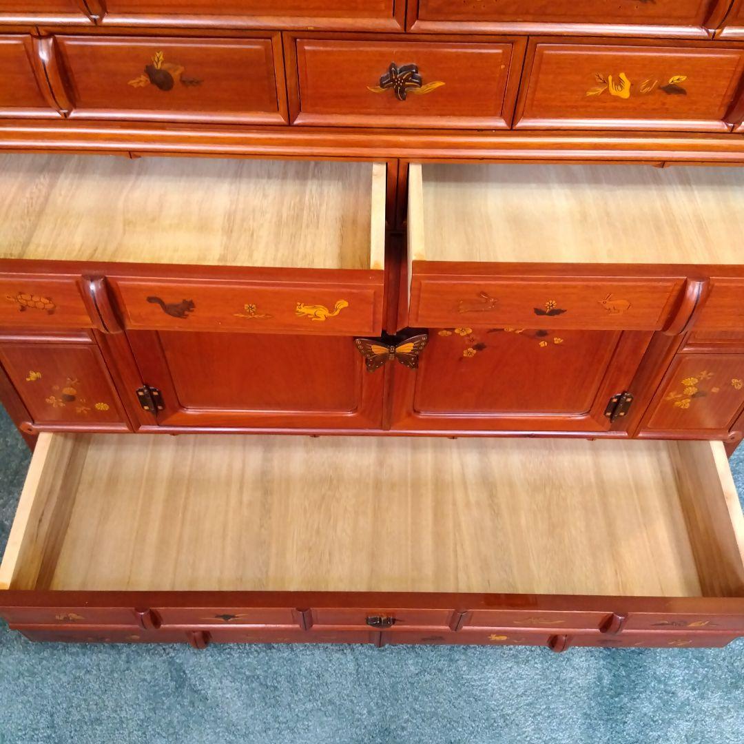 アンティーク　唐木　象嵌模様 花鳥図 李朝家具 李朝箪笥
