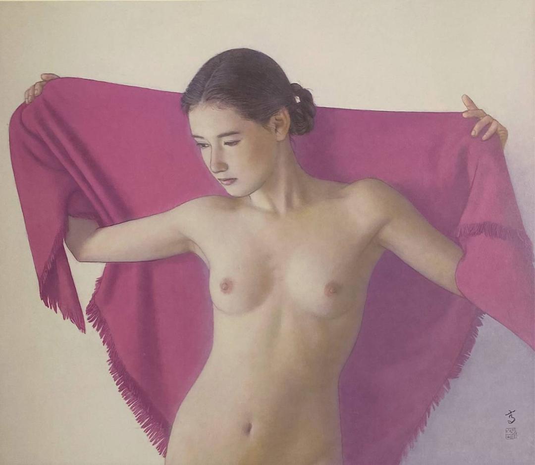 高塚省吾、【ショール】、希少な額装用画集画、新品高級額 額装付