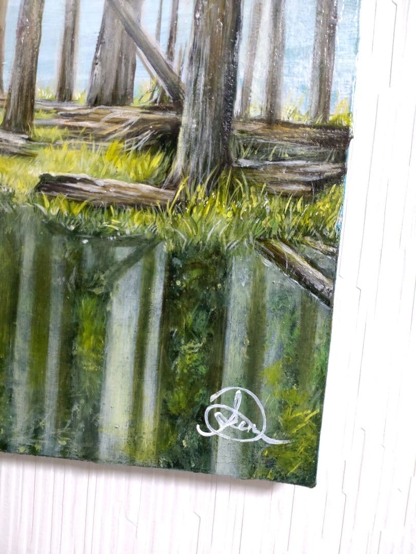 油絵◆幻想的な風景画【白の静寂】1点物の原画/作者サイン入り◆F4号サイズ