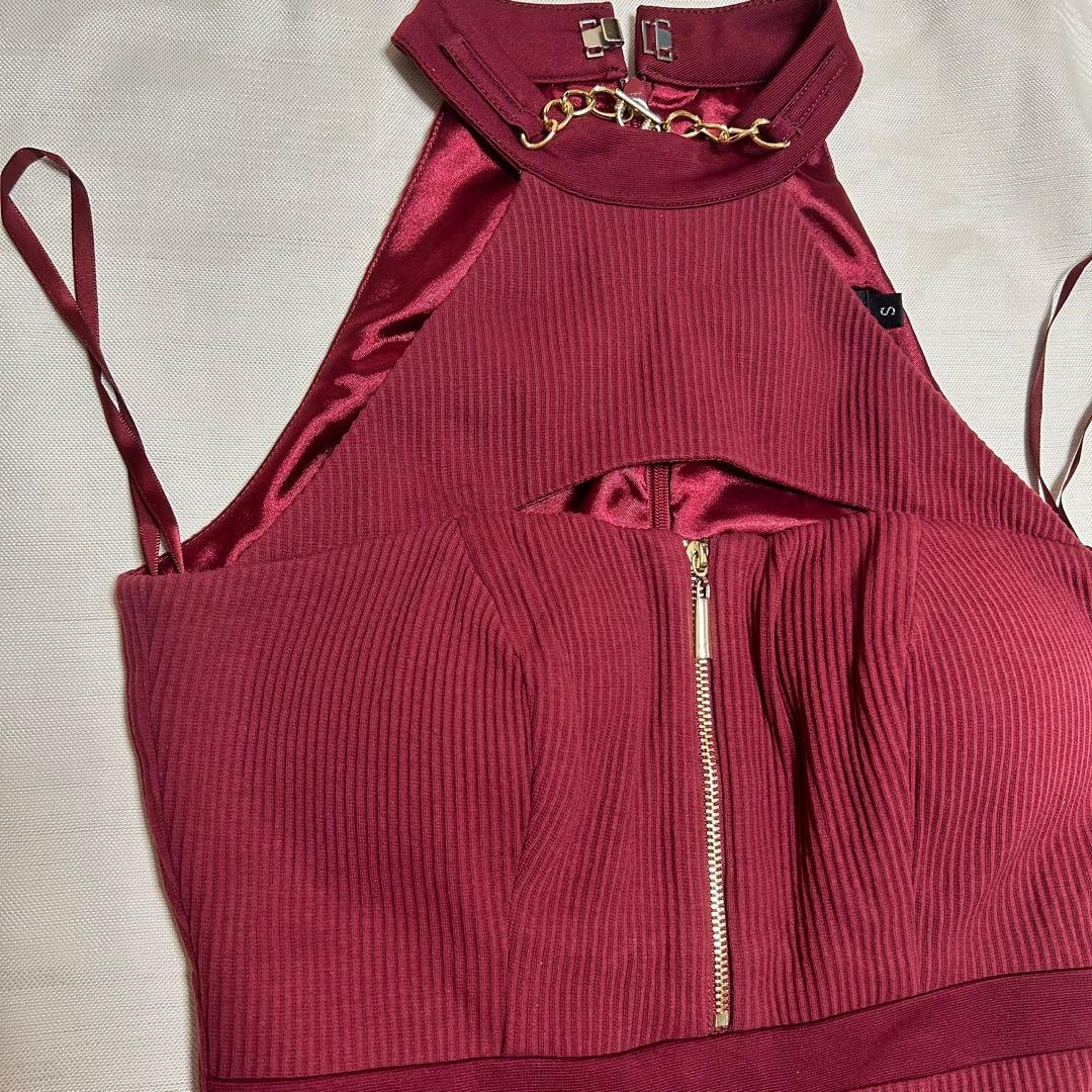 Robe de Fleurs バーガンディ タイトドレス