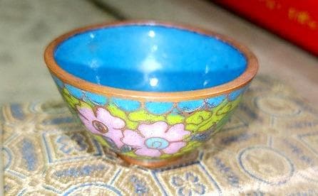 『集雅灯？　集雅軒？　七宝焼ぐい飲み 銅器 ガラス工芸 お猪口 中国古美術』