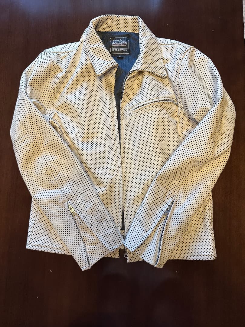 カドヤ　パンチングレザージャケット　RCR-PL / アイボリー