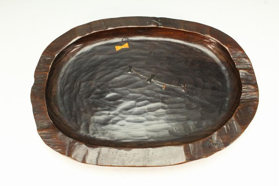 老松 古材 刳り貫き 楕円形 盆 煎茶 詫び寂(K-RC950)
