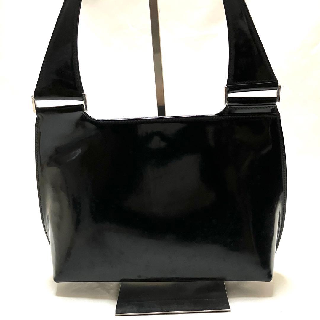 GUCCI グッチ ワンショルダー バッグ エナメル ブラック 黒 希少デザイン