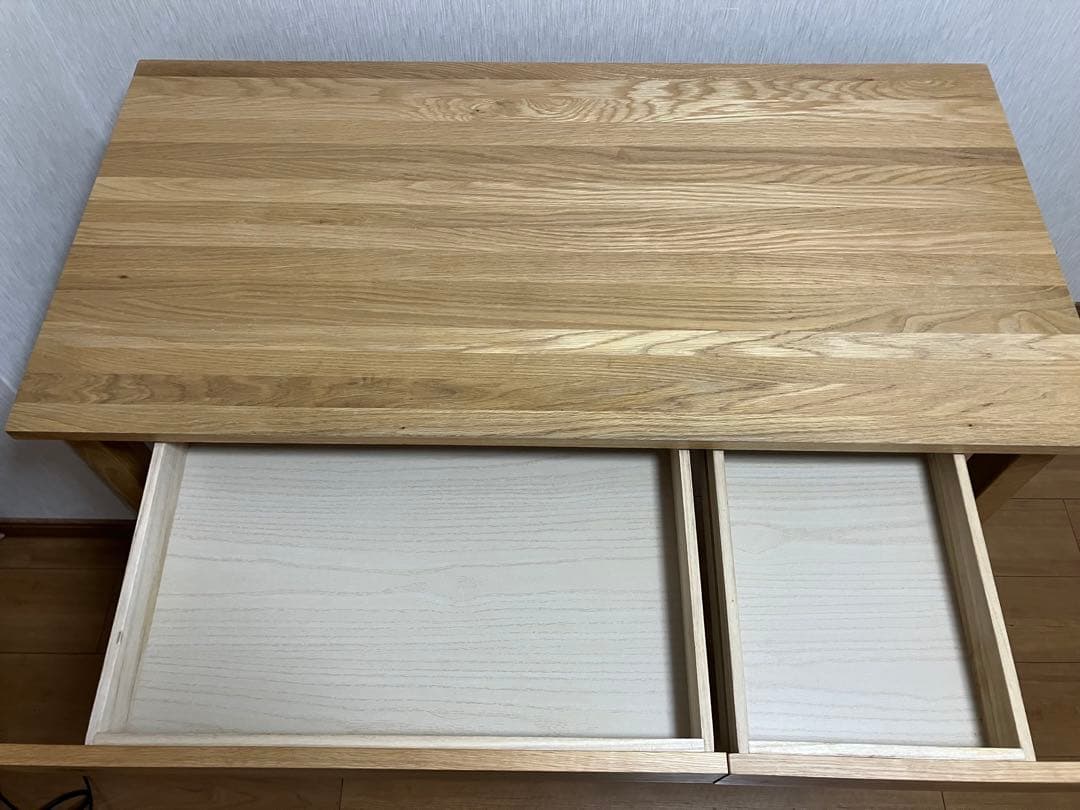 無印良品 無垢材デスク 引出付 オーク材 幅110 奥55 高70