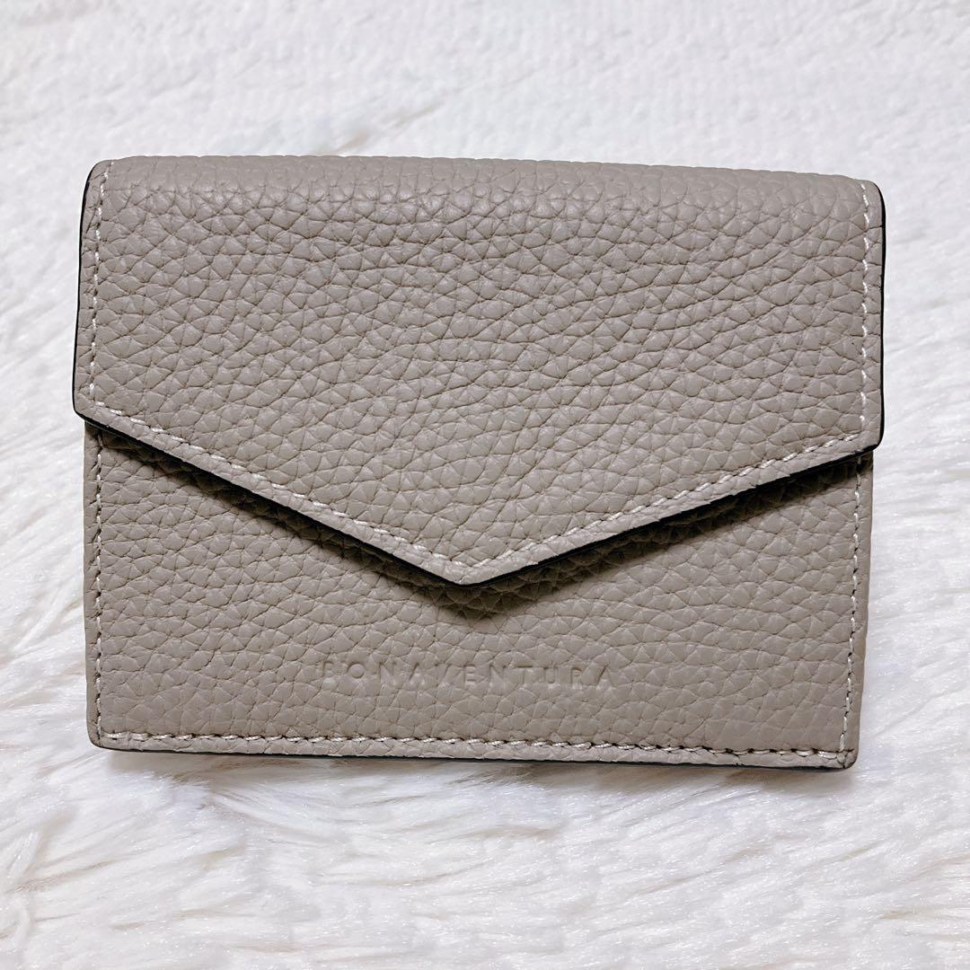 ♡超極美品♡ボナベンチュラ 三つ折り財布 スモールウォレット グレージュ ピンク