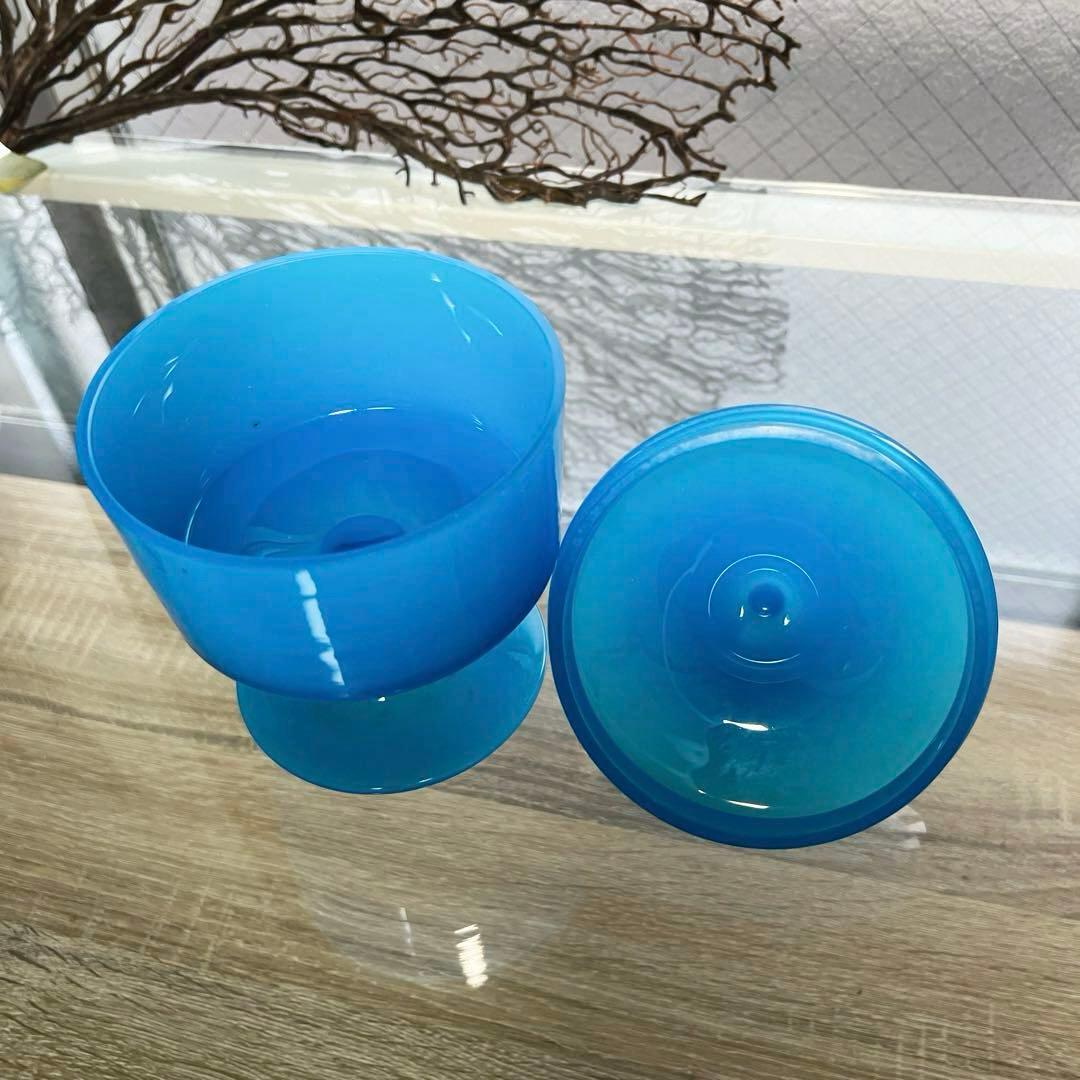 骨董　時代　練りガラス　テント型脚付　グラス型　飴屋瓶　ボンボン入れ　菓子器