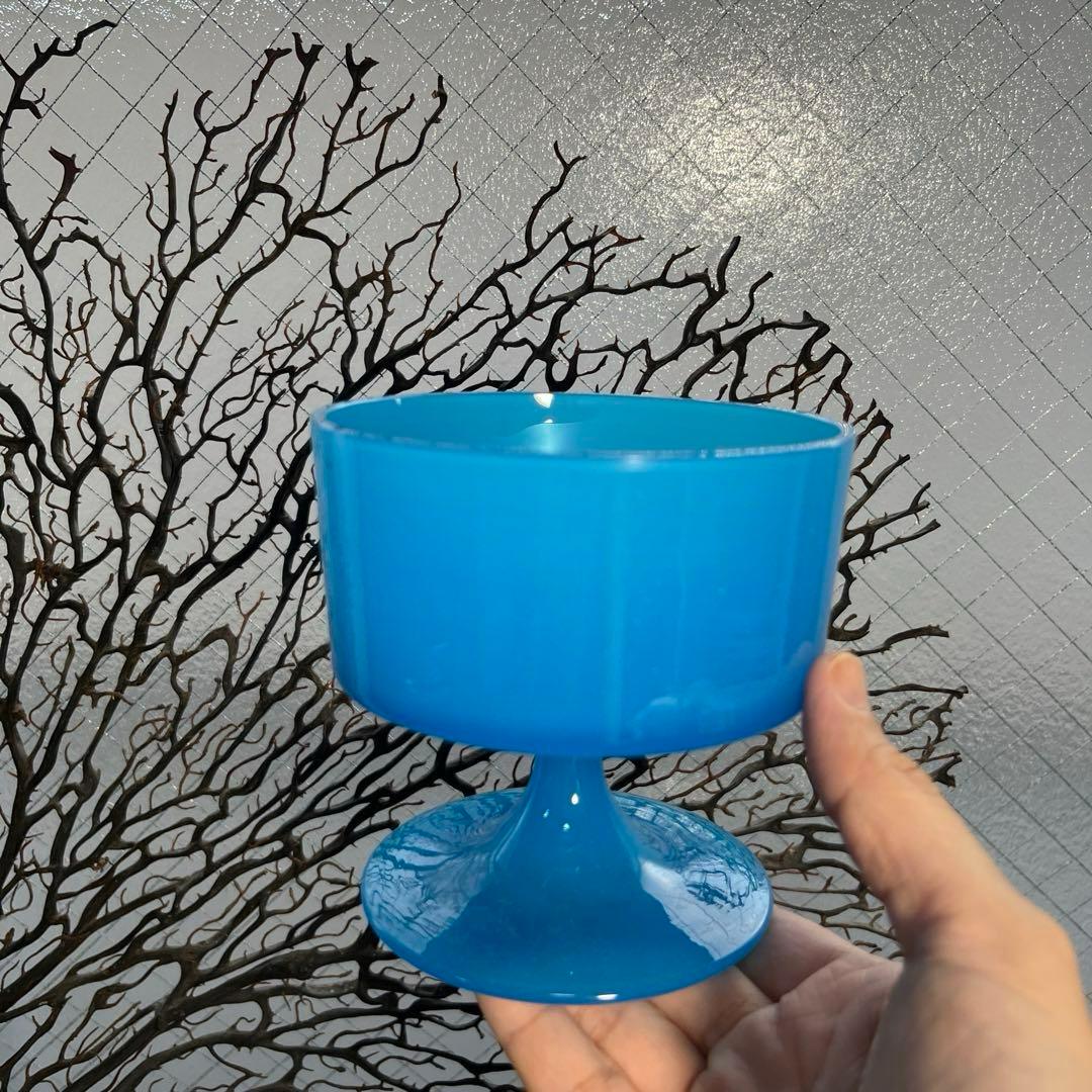 骨董　時代　練りガラス　テント型脚付　グラス型　飴屋瓶　ボンボン入れ　菓子器