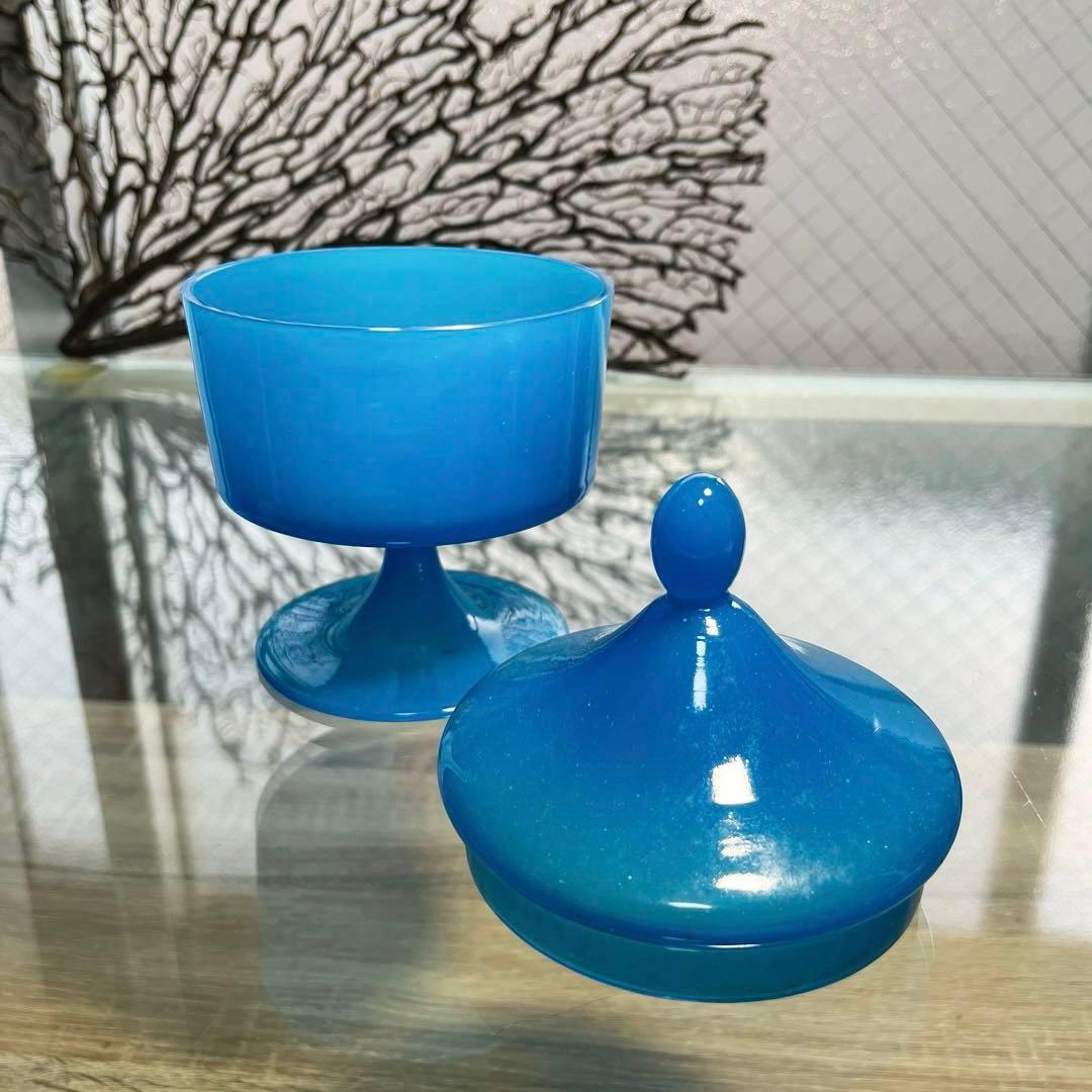 骨董　時代　練りガラス　テント型脚付　グラス型　飴屋瓶　ボンボン入れ　菓子器