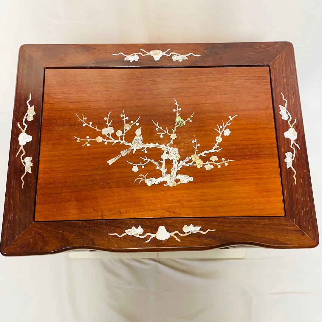 唐木 カリン 無垢材 螺鈿細工 5段チェスト