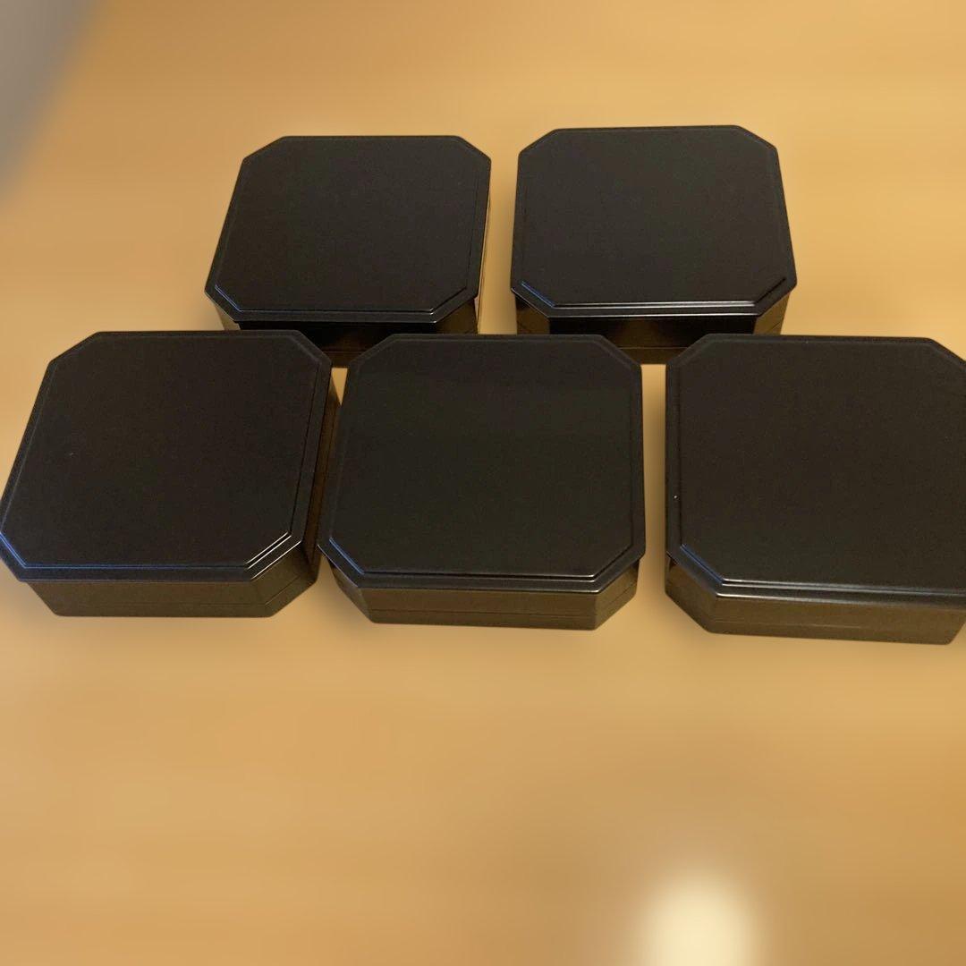 ほぼ未使用 懐石道具 木製黒真塗 5段縁高重 紙箱