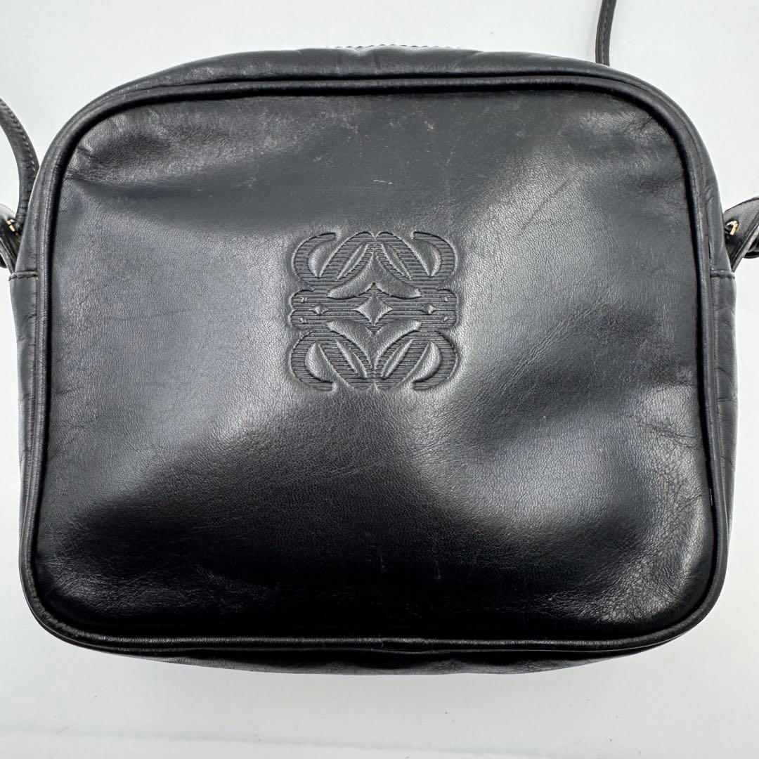 LOEWE ショルダーバッグ　ブラック　レザー　アナグラム　ヴィンテージ