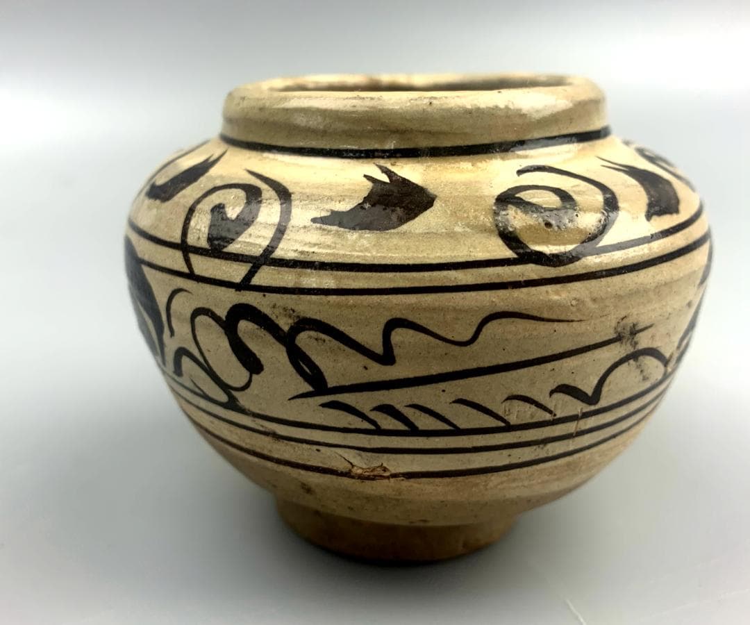 磁州窯小壺　中国美術　民家蔵出し　骨董品　時代物　元　合箱