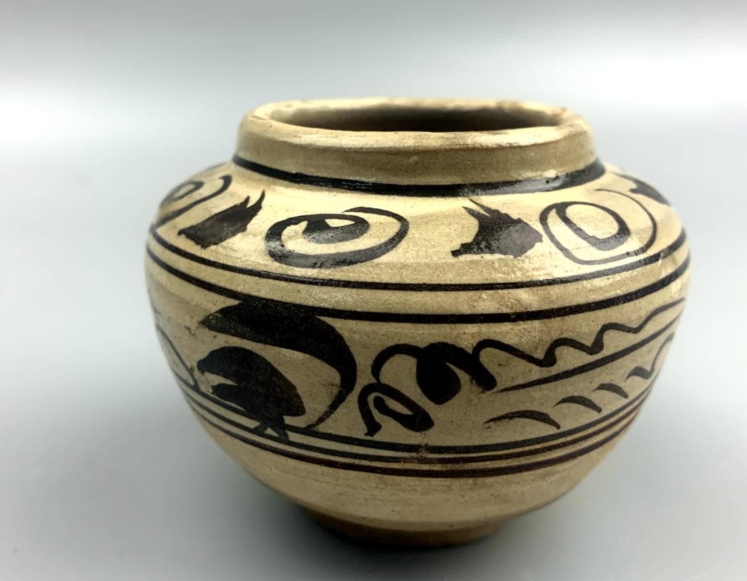 磁州窯小壺　中国美術　民家蔵出し　骨董品　時代物　元　合箱