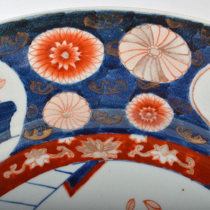 伊万里焼　古伊万里　染錦花文　飾皿　大皿　D　R4606B