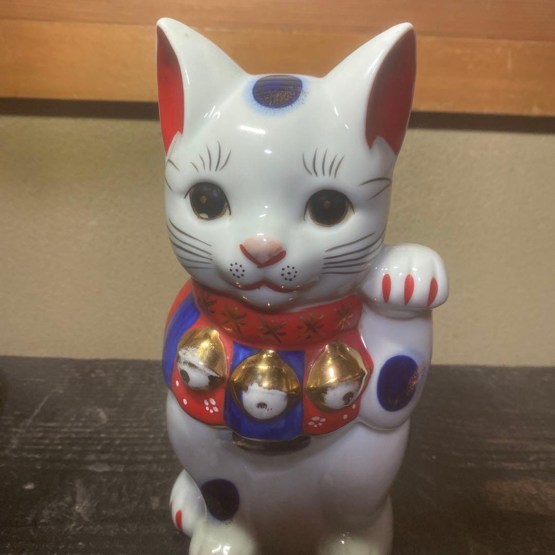 陶器製 招き猫 置物 約23cm11cm12cm