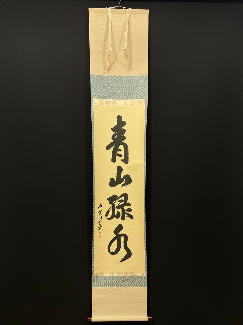 4100 紫野洞雲 「青山緑水」 共箱 肉筆 紙本 掛軸 臨済宗 大徳寺 禅語