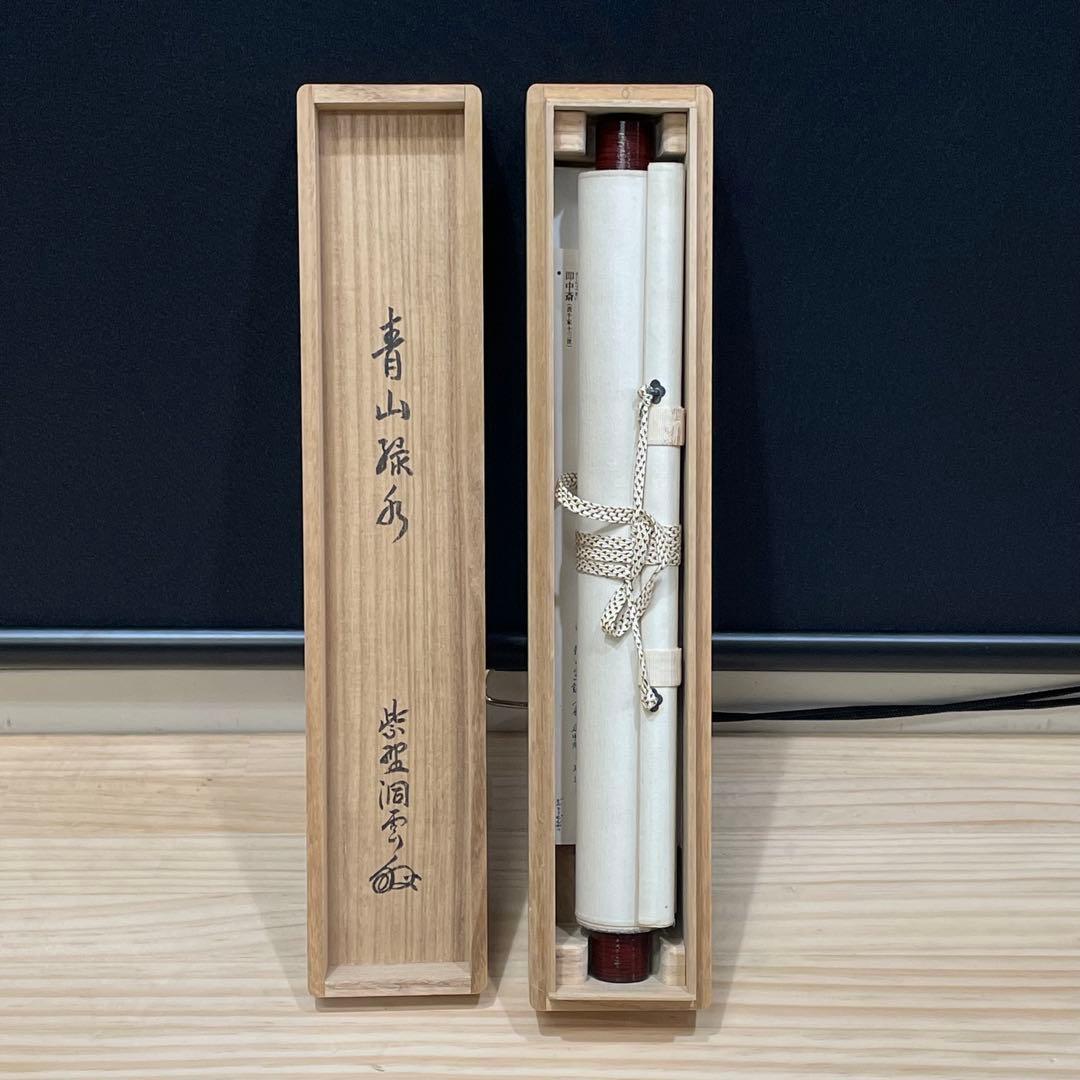 4100 紫野洞雲 「青山緑水」 共箱 肉筆 紙本 掛軸 臨済宗 大徳寺 禅語